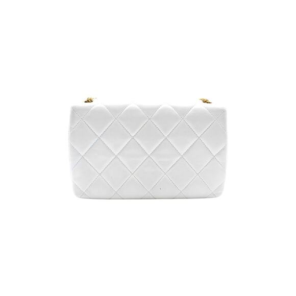 Chanel Diamond Quilted Shoulder Bag in White with Gold Chain - Picture 2 of 7